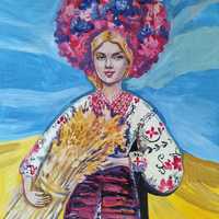 Картина Украинка в вышиванке холст масло