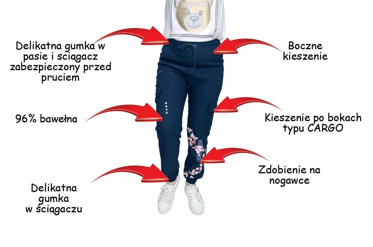 NOWE Spodnie bojówki damskie CARGO z kieszeniami dres GRAFIT rozm S/M