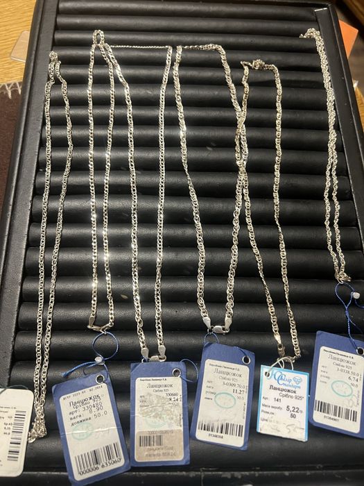 Срібні нові ланцюжки  браслети за 1 грам 120 гривн