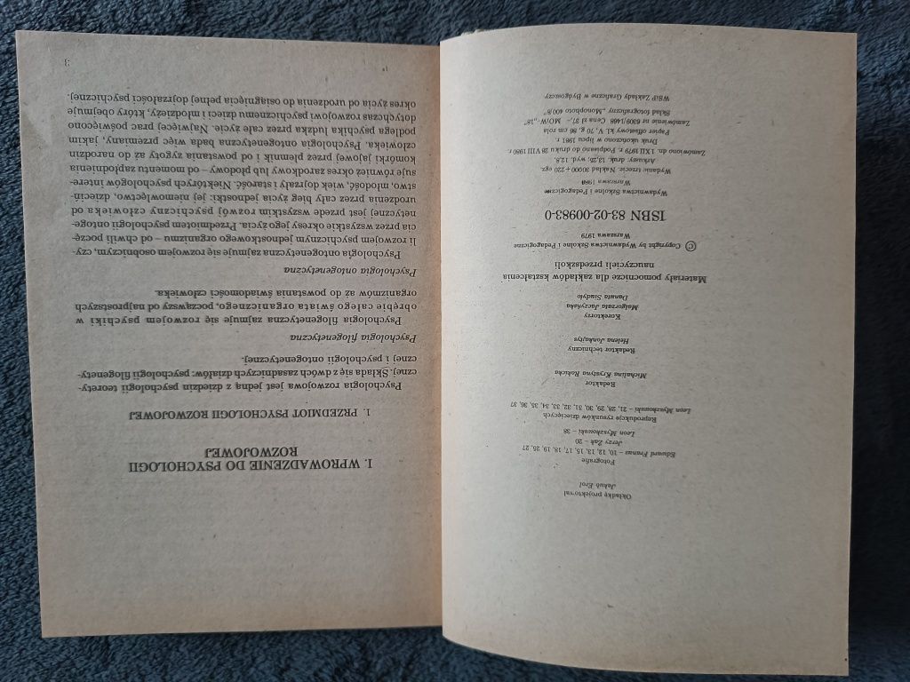 Książka Psychologia rozwojowa, M. Przetacznikowa, 1979