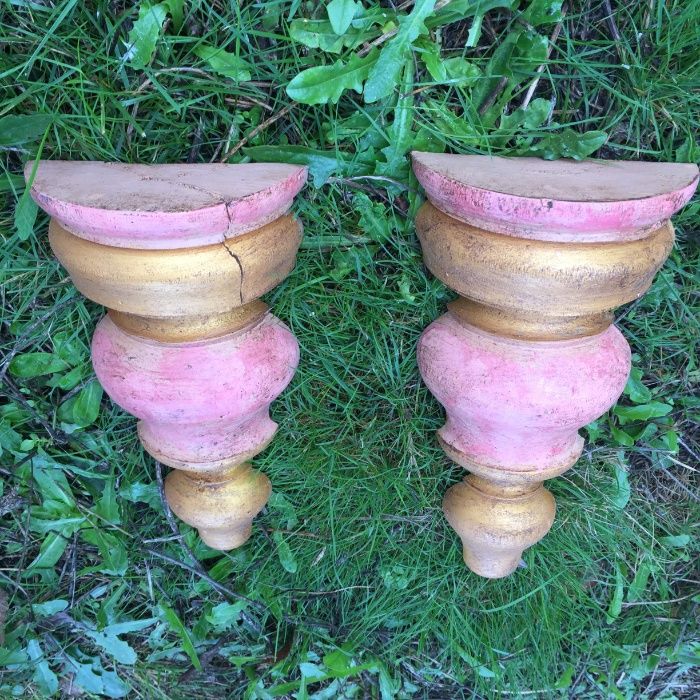 Pianhas, misulas, (2) unidades, c/ pintura e dourado, ver descriçao