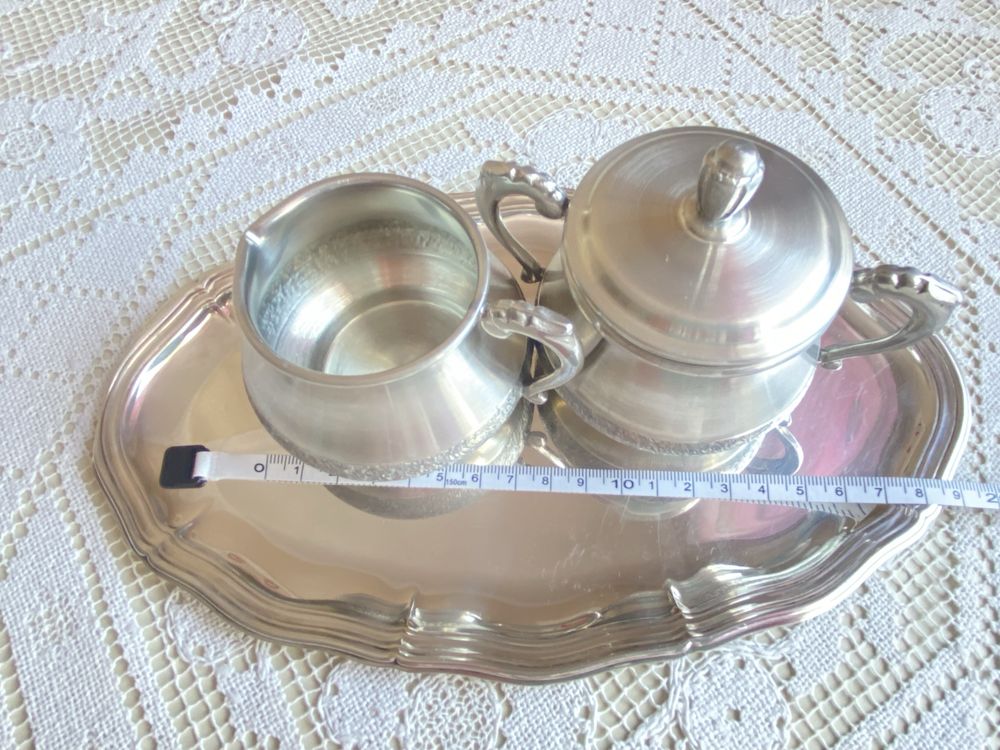 Набор сливочник и сахарница, Holsen Tinn, олово, винтаж