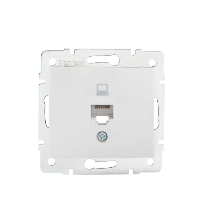DOMO Gniazdo komputerowe 1xRJ45 Cat 5e  podtynkowe Moduł BIAŁY KANLUX