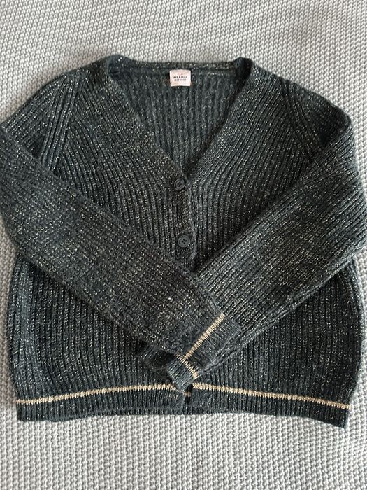 Sweter dziewczęcy zapinany TAPE A L’OLEIL ciemna zieleń 140 cm. 10 lat