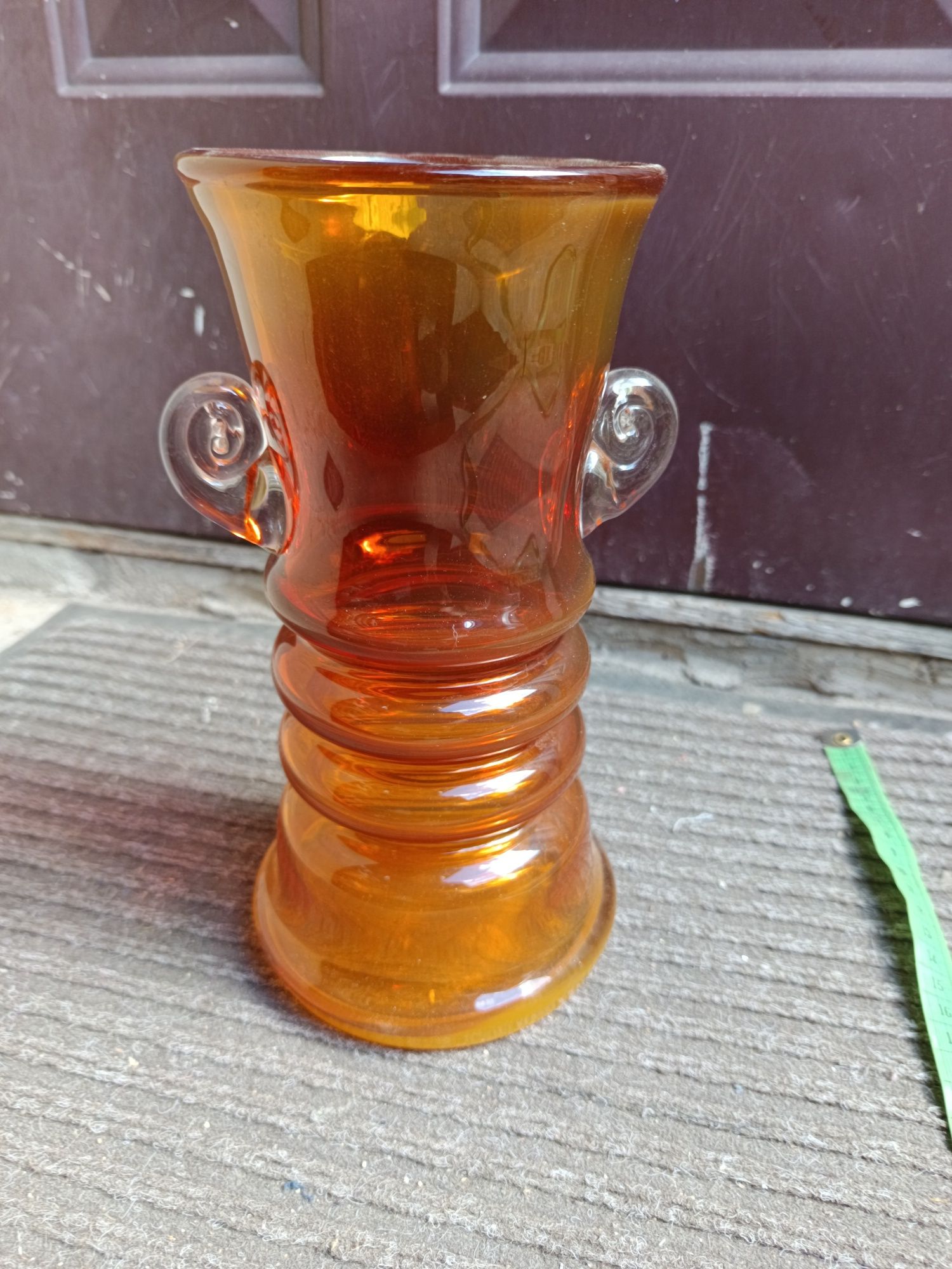 Stary vintage PRL Wazon HS Tarnowiec szkło pomarańczowe