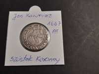 moneta srebrna polska Jana Kazimierza z 1667r