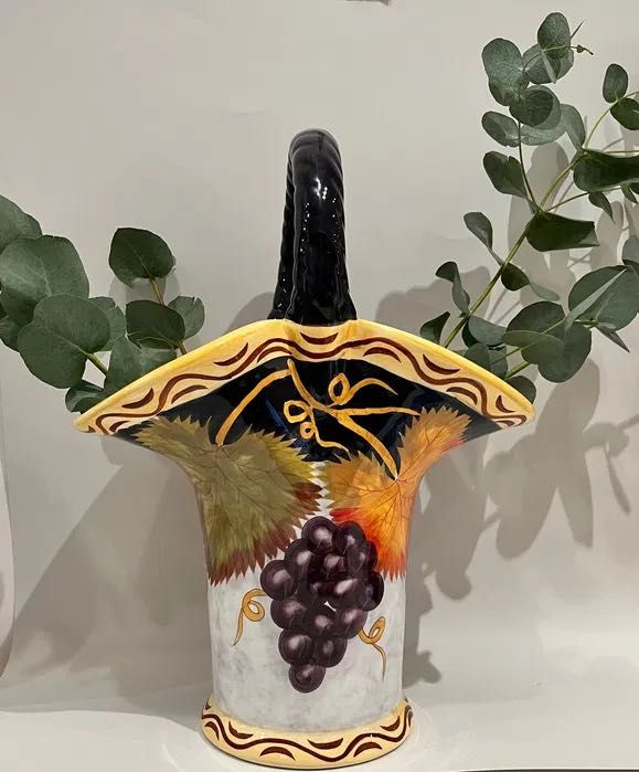 Duży wazon Włochy ceramiczny ręcznie malowany vintage