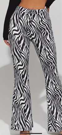 Spodnie Flare dzwony zebra M/L