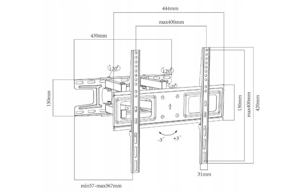 Nowoczesny UCHWYT DO TELEWIZORA Wieszak TV Obrotowy 32-60" - WYPRZEDAŻ