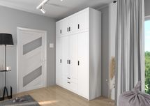 Szafa ELENA 4D z nadstawką 180 X 53 X 245 Biała Dąb Lefkas  Dąb Sonoma