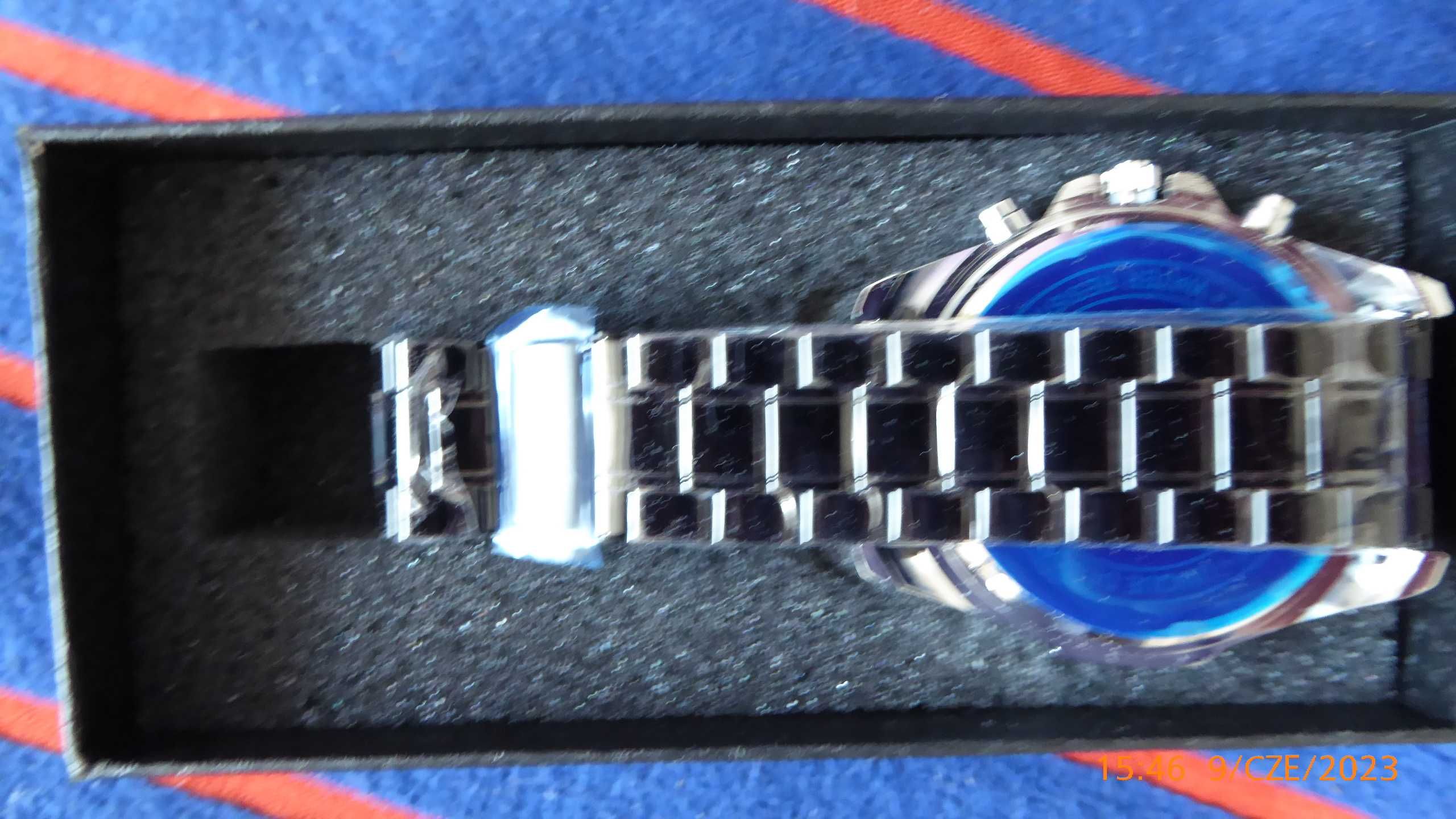 Nowy, męski zegarek  z datownikiem i bransoletą HANNAH MARTIN