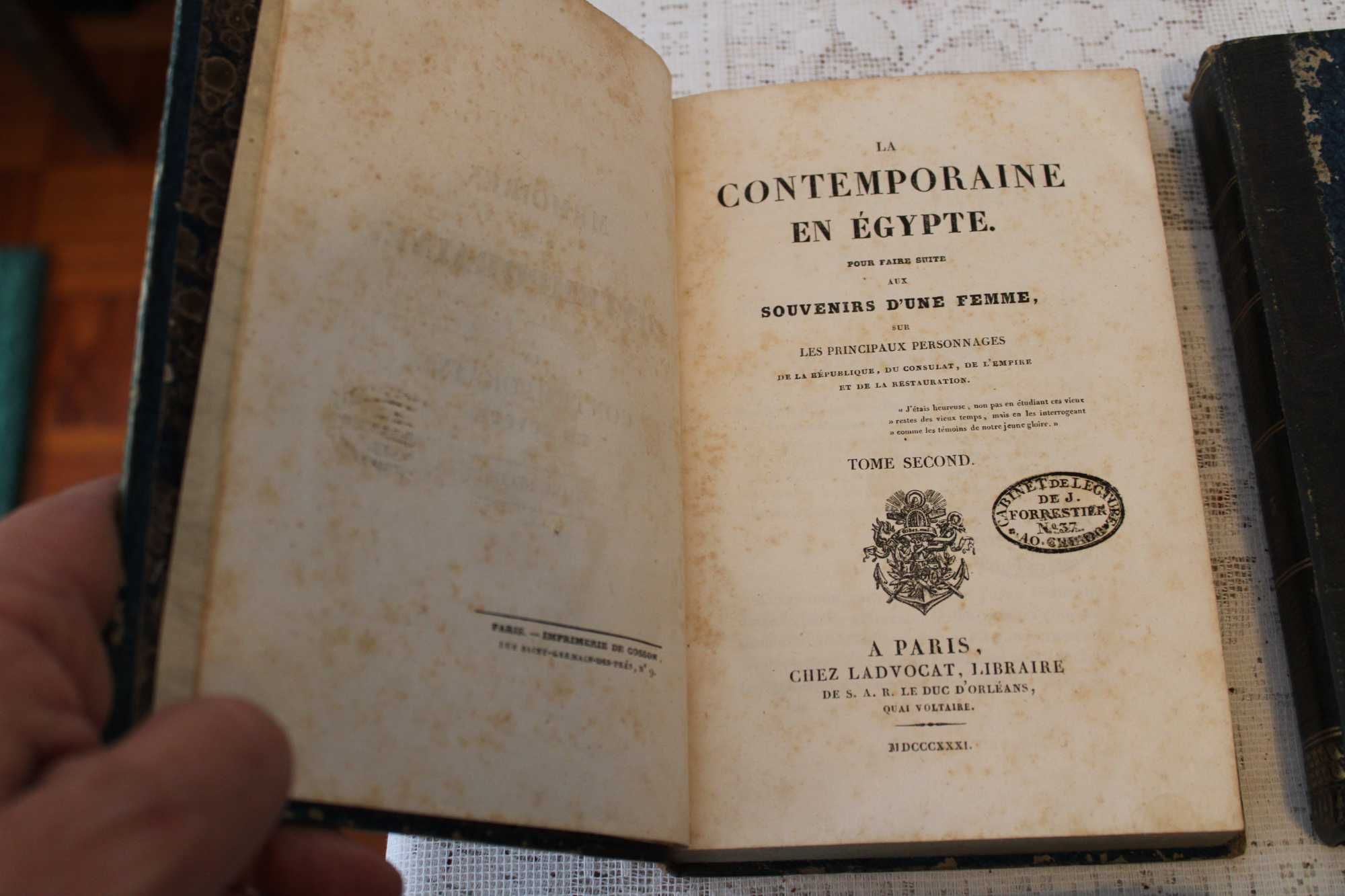 5 LIVROS "MÈMOIRE d`UNE CONTEMPORAINE"  EGYPTE TOME 2,3,4,5,6, DE 1831