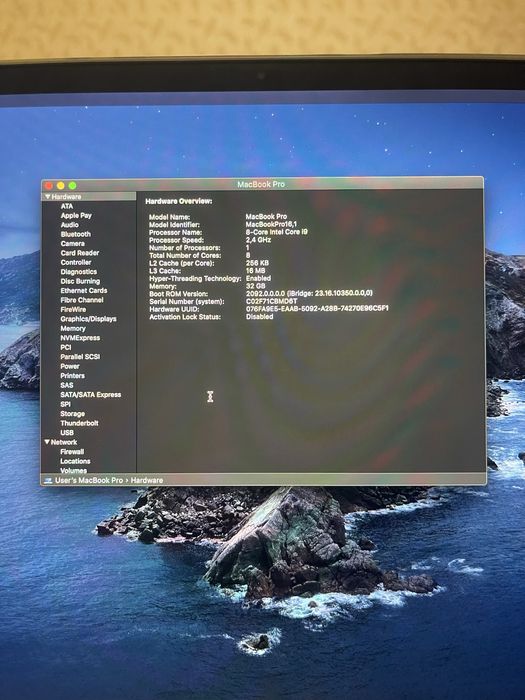 MacBook Pro 2019 16", 2 TB, 19, 32GB, AMD Radeon Pro 5500M 8 GB