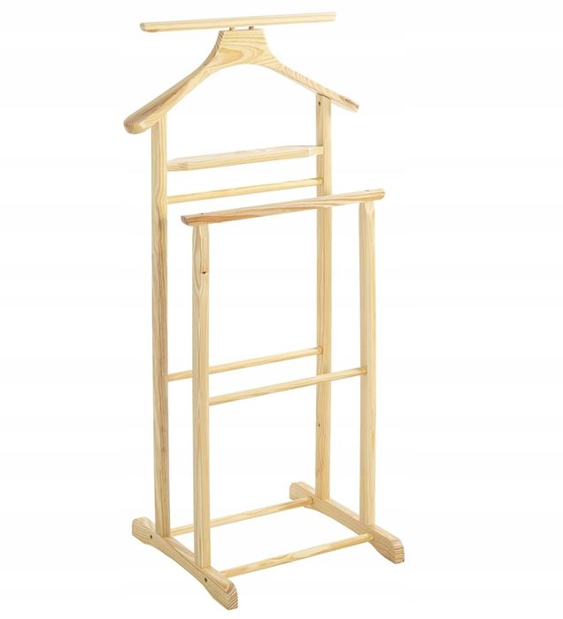 Wieszak drewniany stojak na ubrania garnitur drewniany 102 cm