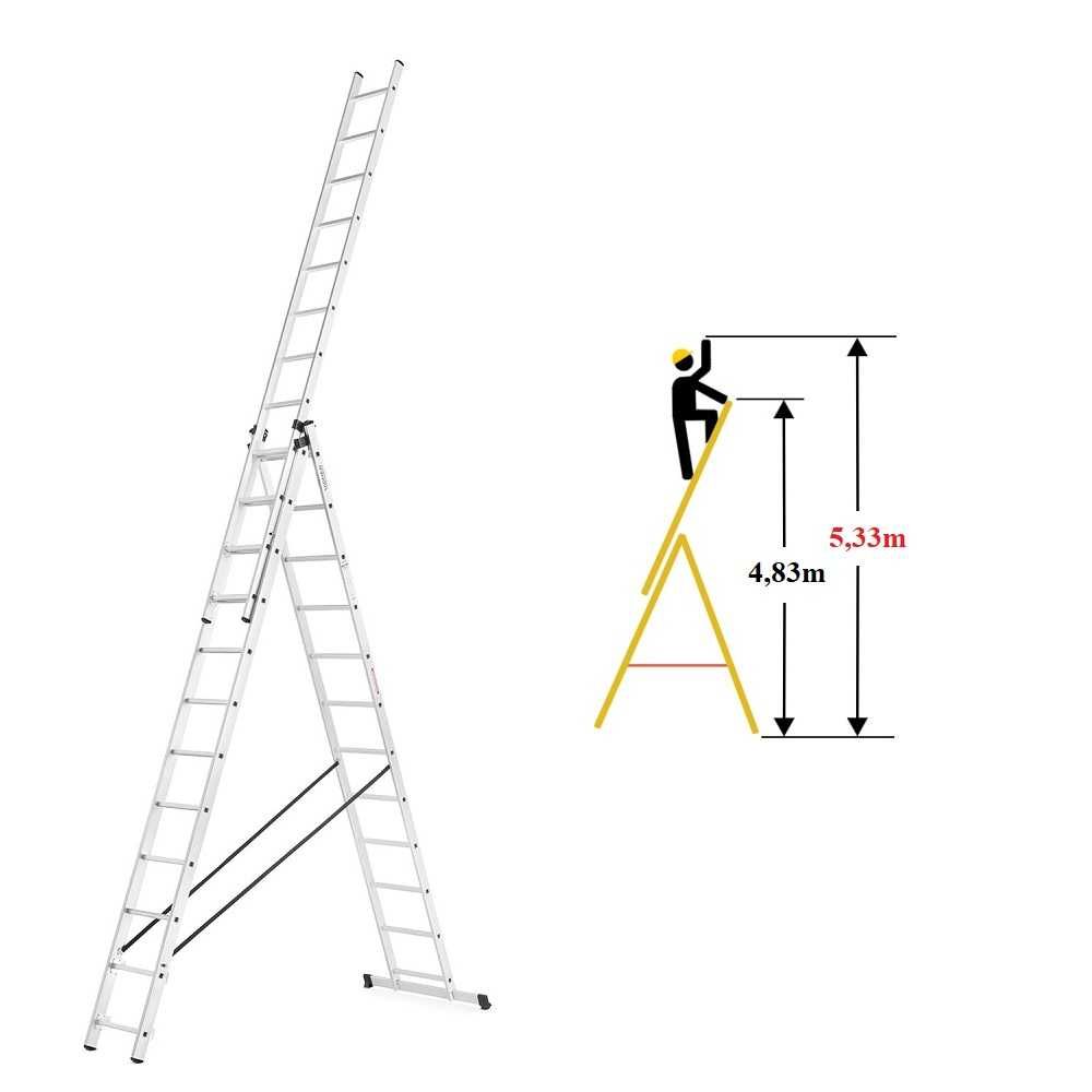 Drabina 3x11 HEco PROFESSIONAL o zasięgu roboczym max. do 8,45 m