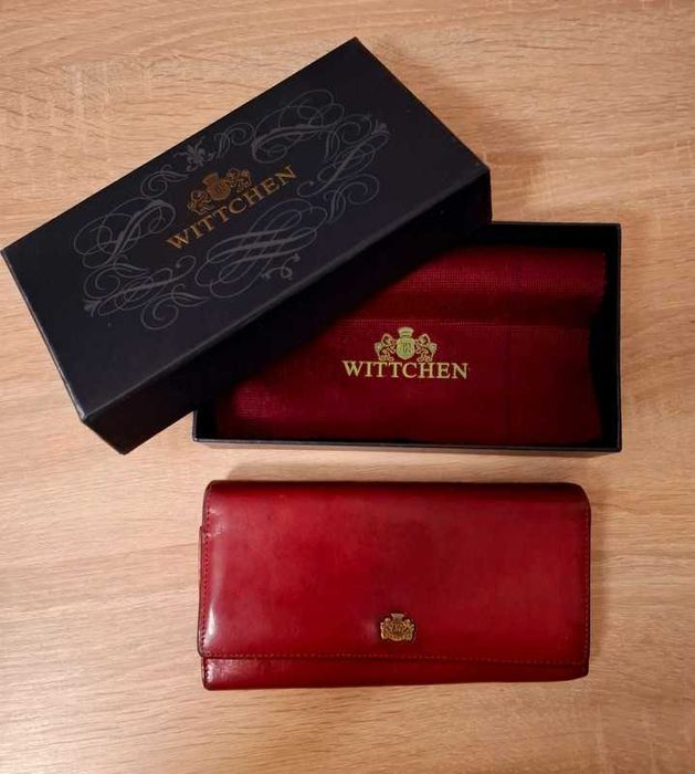 Wittchen duży skórzany bordowy Portfel damski