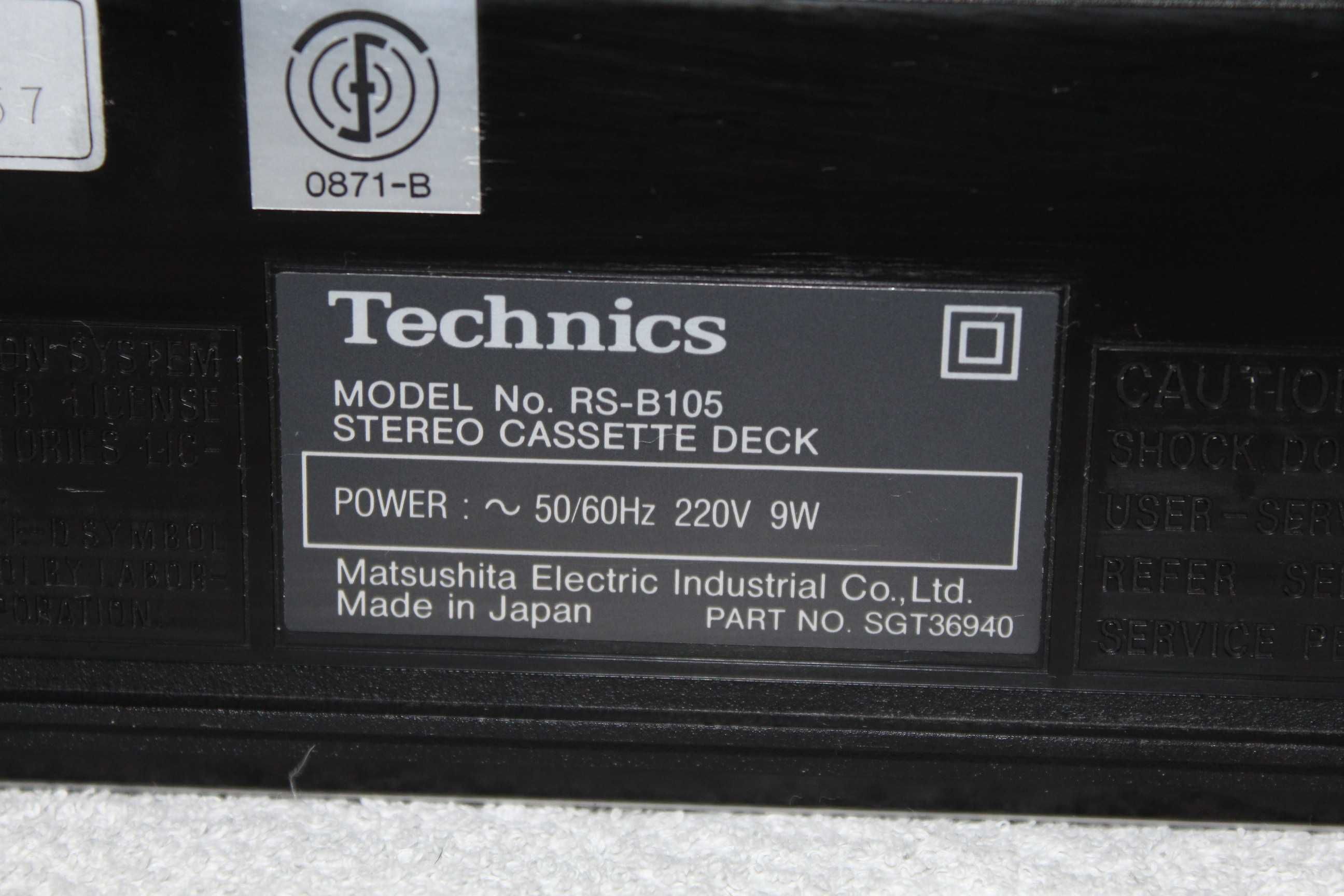 TECHNICS RS-B105 Magnetofon deck segment vintage Made in Japan Wysyłka