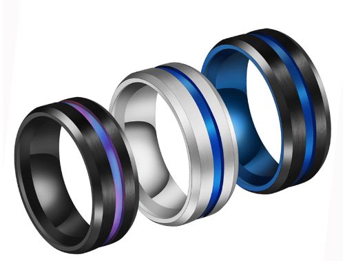 Sygnet Obrączka Ze Stali Chirurgicznej W Kolorze Czarno Kolorowy R.22