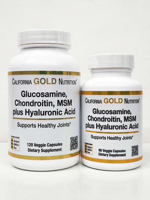 Глюкозамін, хондроїтин, МСМ, ГК California Gold Nutrition, 60/120 капс