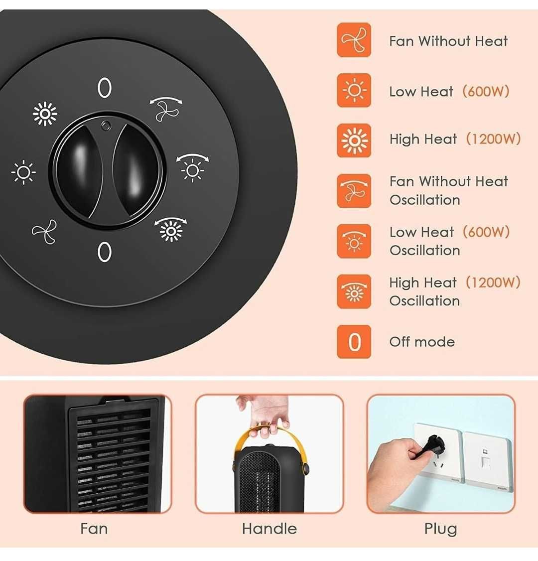 Termowentylator ceramiczny 1200 w