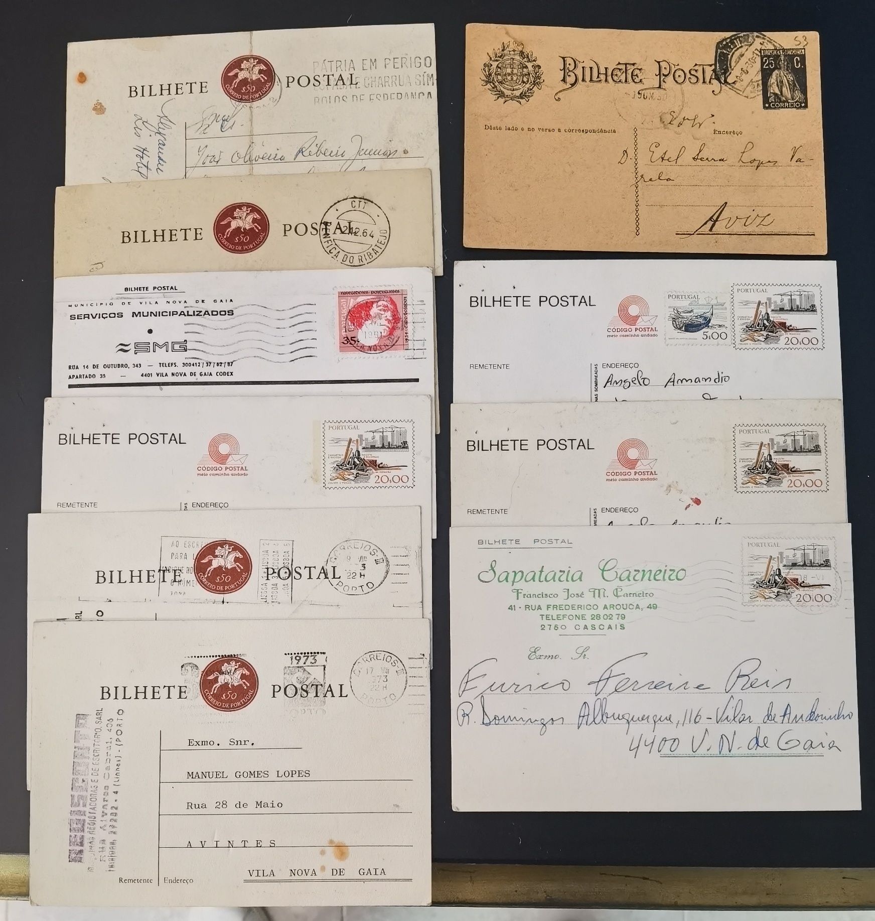 Conjunto de 10 bilhetes postais antigos