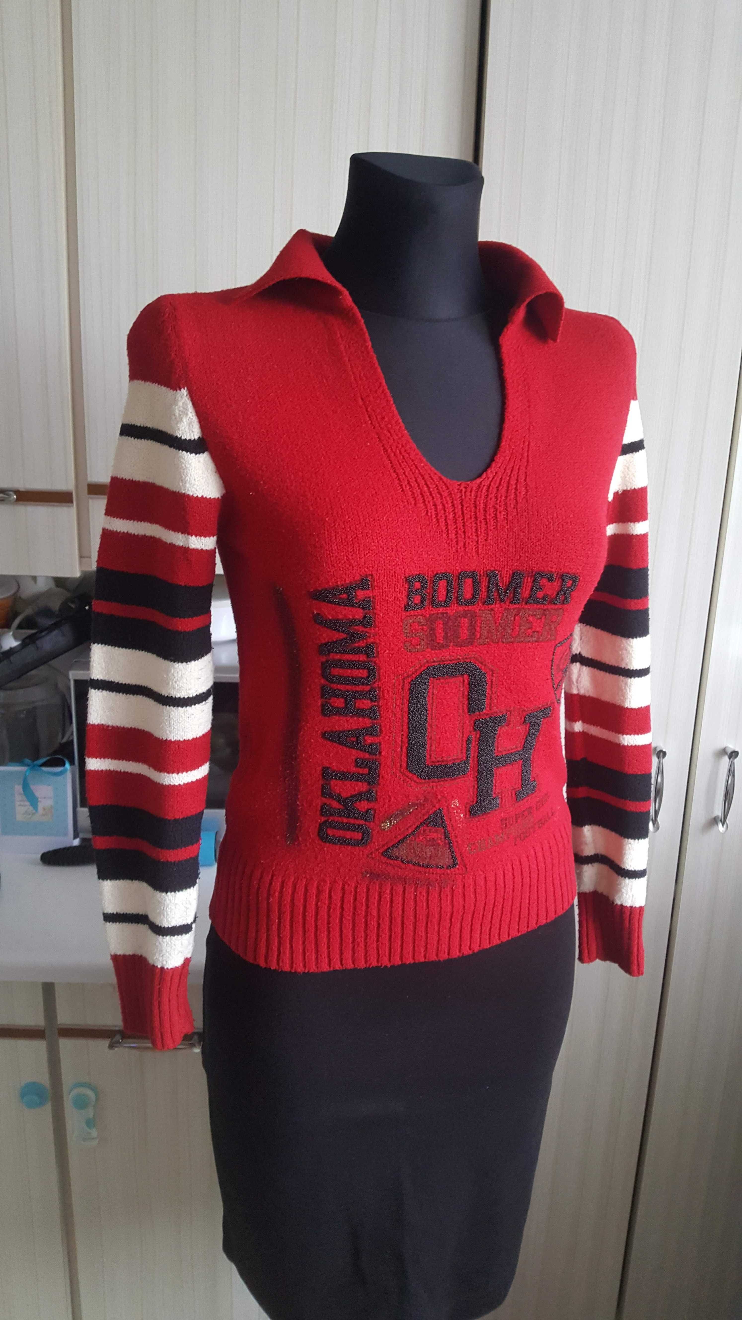 Sweter czerwony r.S/36 damski