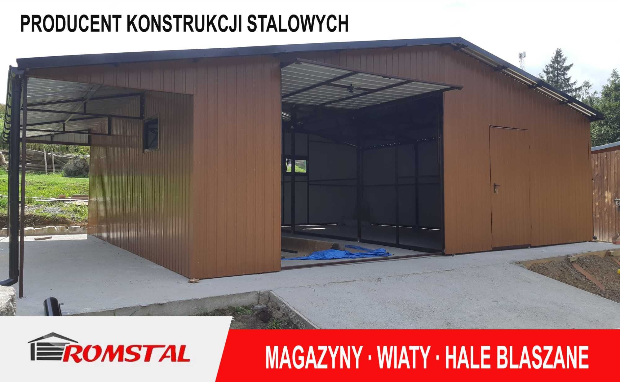 Garaż Blaszany 9x6 z ZADASZENIEM BOCZNYM - Złoty Dąb - Garaż - Romstal