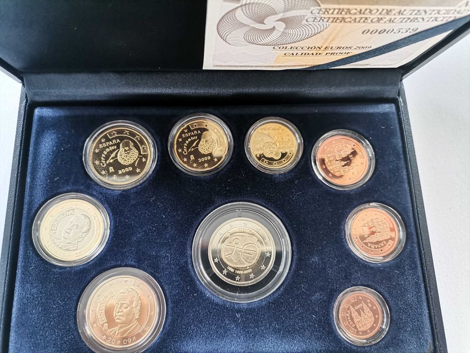 Set Conjunto Euro - Espanha 2009 Proof + com moeda de 2 euros UEM