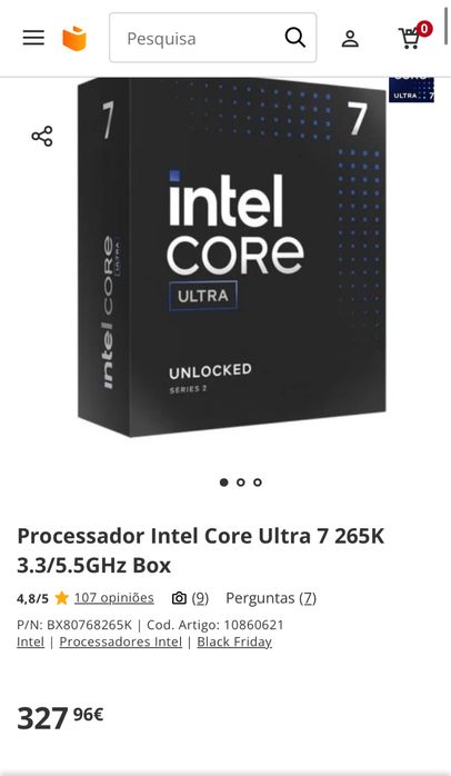 Intel Ultra7 265K 20 Cores Turbo 5.5Ghz 2025