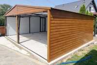 Garaż blaszany schowek na meble ogrodowe drewnopodobny garaz 7x5m