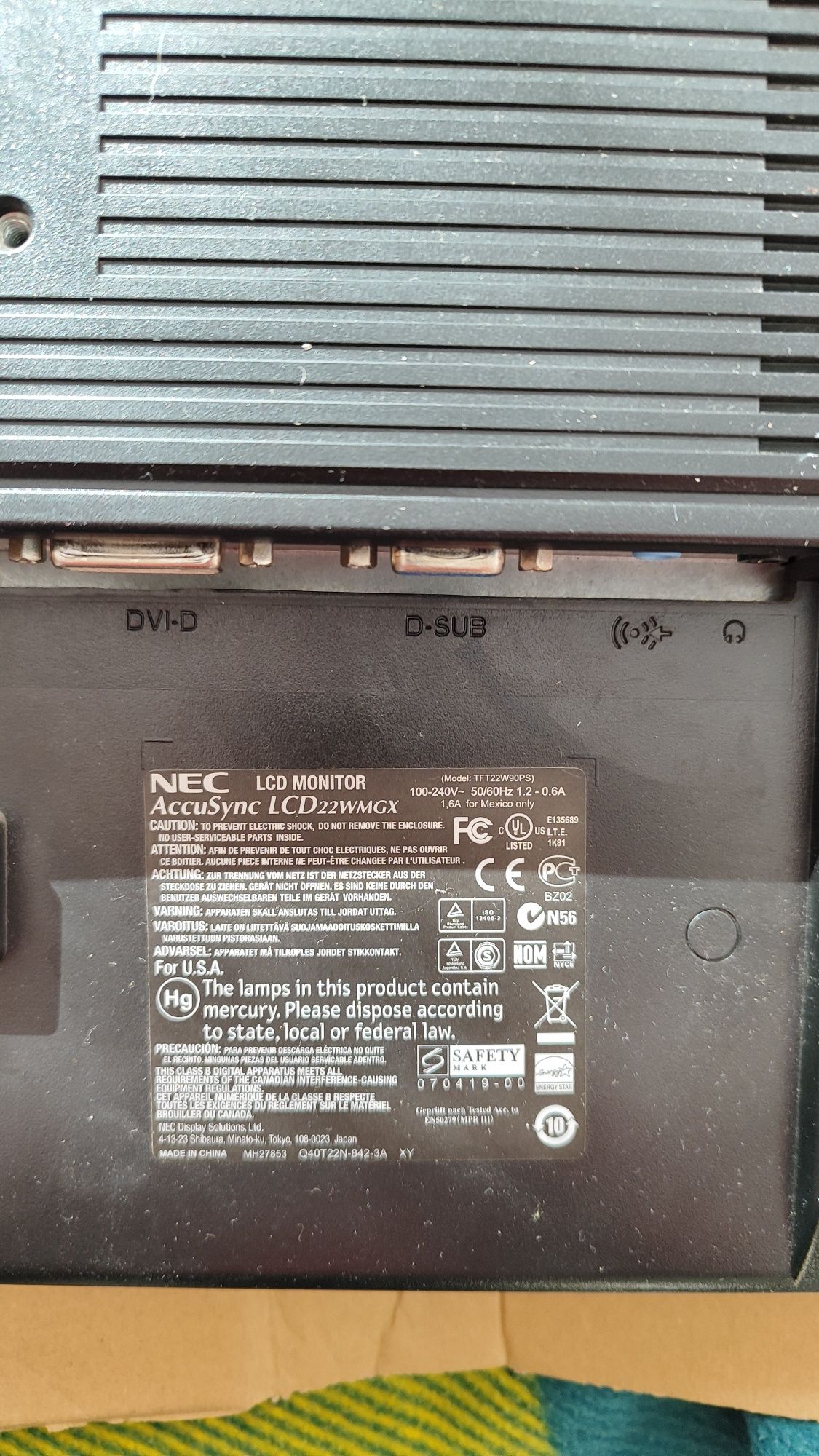 Monitor NEC LCD 22 wmgx