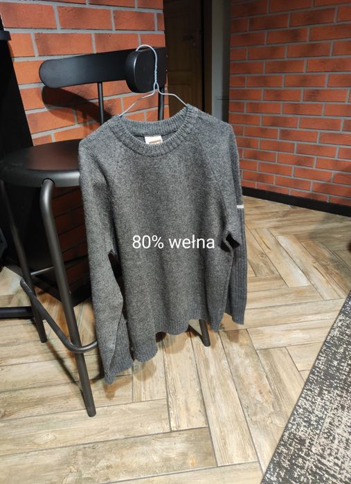 Sweter szary 80% wełna L
