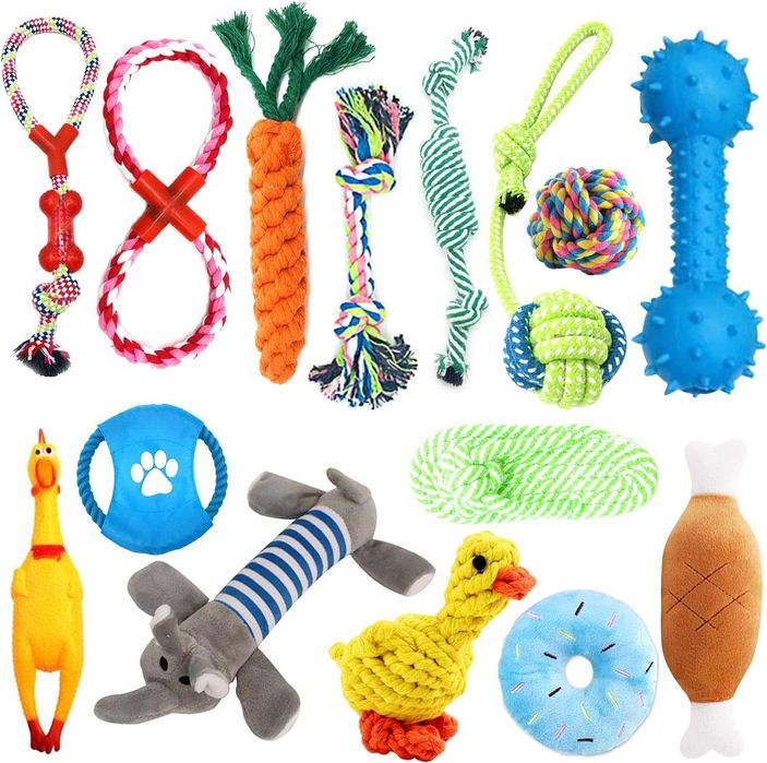 Brinquedos de corda para cães - conjunto de 15 ou 19 peças - NOVO