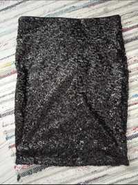 Mini cekinowa h&m mała czarna spódnica