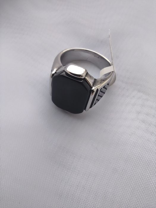 (9) 19 мм Кільце перстень новий чорний камінь глянець нержавіюча сталь