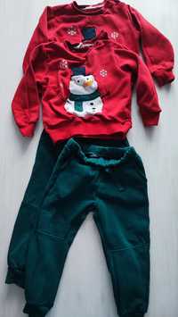 Dres Bluza świąteczna z bałwankiem i spodnie 98/104 bliźniaki Smyk