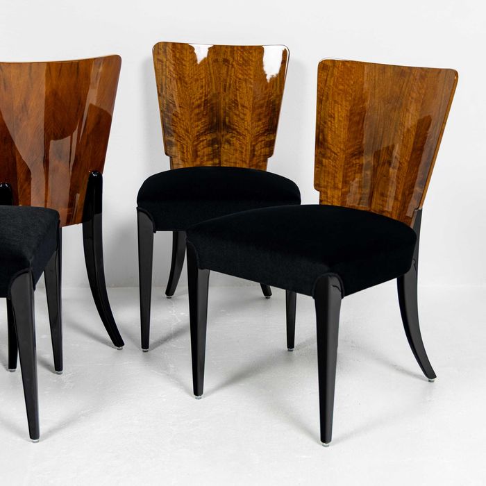 Krzesła H-214 J. Halabala Lata 50 Komplet Krzeseł Modernizm / Art Deco