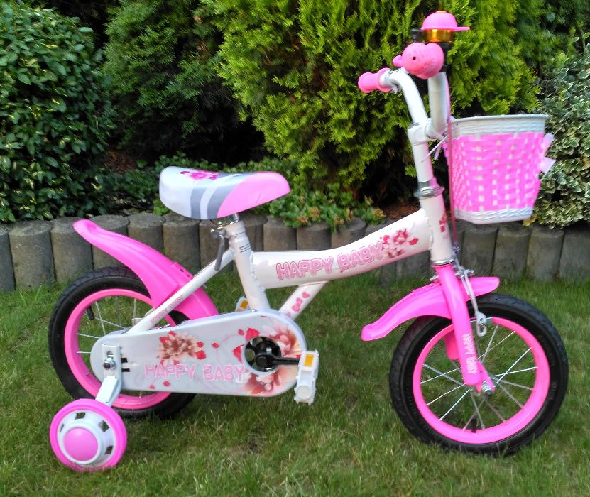 Rowerek dziecięcy NOWY różowy 12 cali z koszykiem - super rower