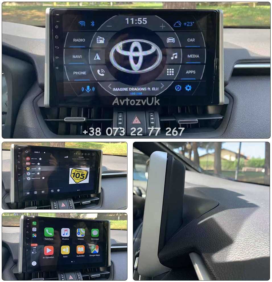 Магнитола RAV 4 Toyota RAV4 GPS РАВ4 2 дин Дисплей CarPlay Android 14