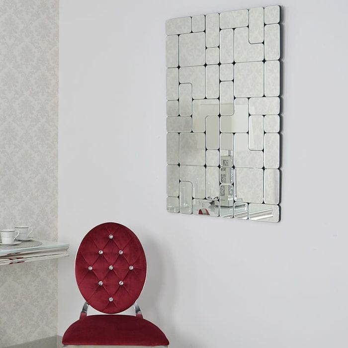 Srebrne lustro glamour prostokątne 70x105 cm M-0509