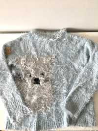 Włochaty sweter Zara koala błękitny