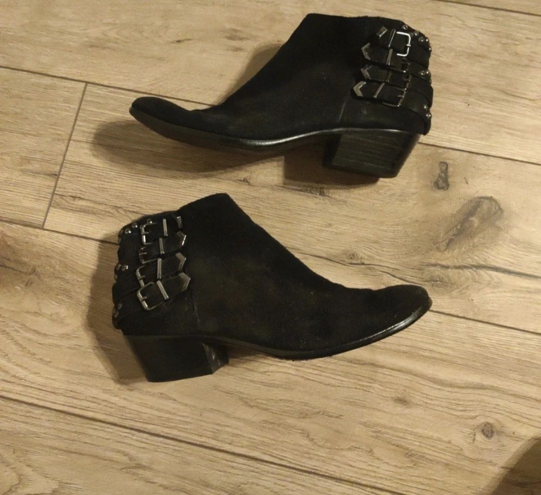 Sam edelman czarne zamszowe botki 41,