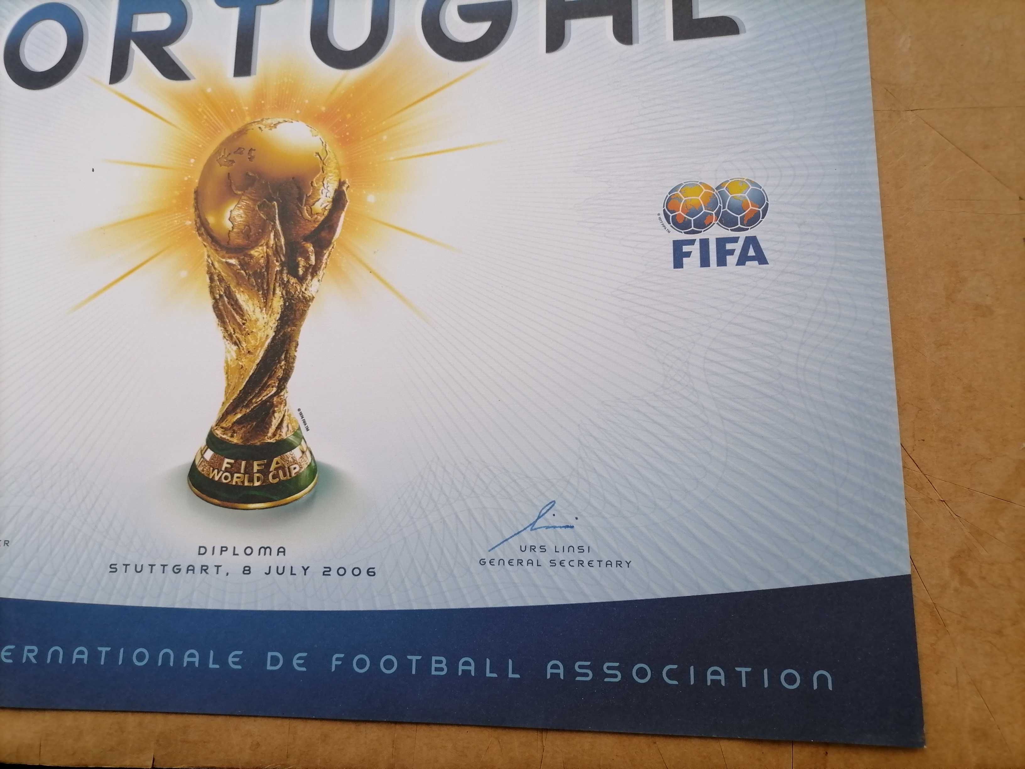 ÚNICO ! Diploma Oficial FIFA 4º Lugar PORTUGAL Mundial 2006 c/48x38