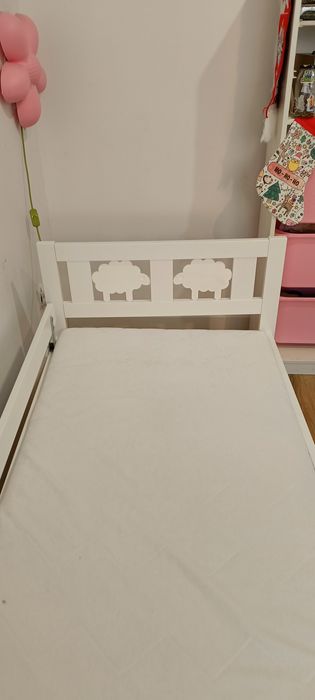 Łóżko dla dzieci KRITTER/Ikea 70x160 z barierką +materac i lampka grat