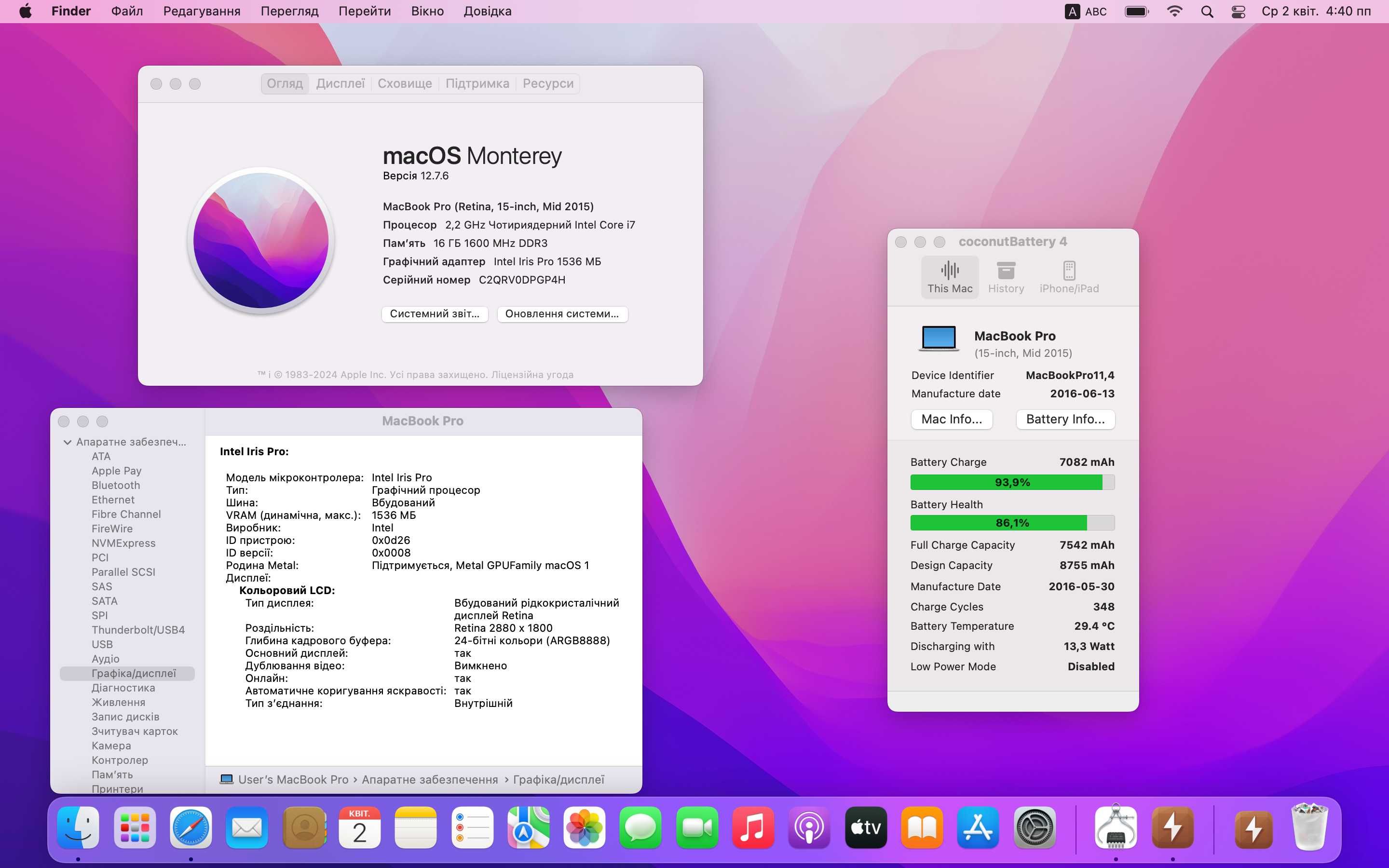 Ноутбук Apple MacBook Pro 15 2015 A1398 i7-4770HQ|Iris Pro|16GB|256Gb