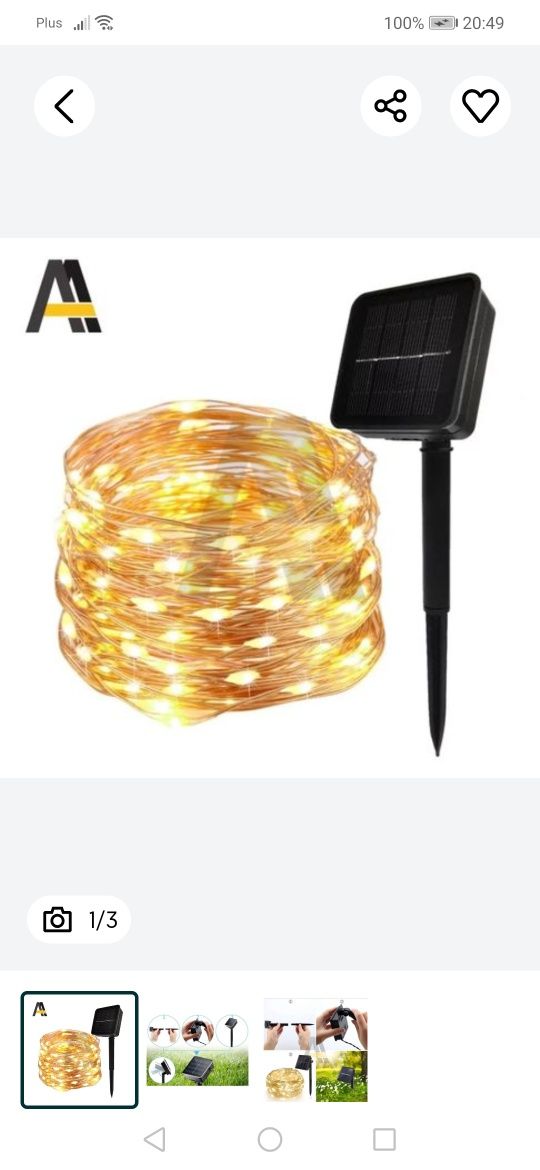 Lampki solarne 100led