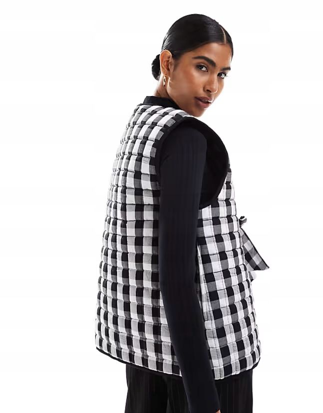 Asos Design Xxl Kamizelka Wiązana W Kratkę J28759
