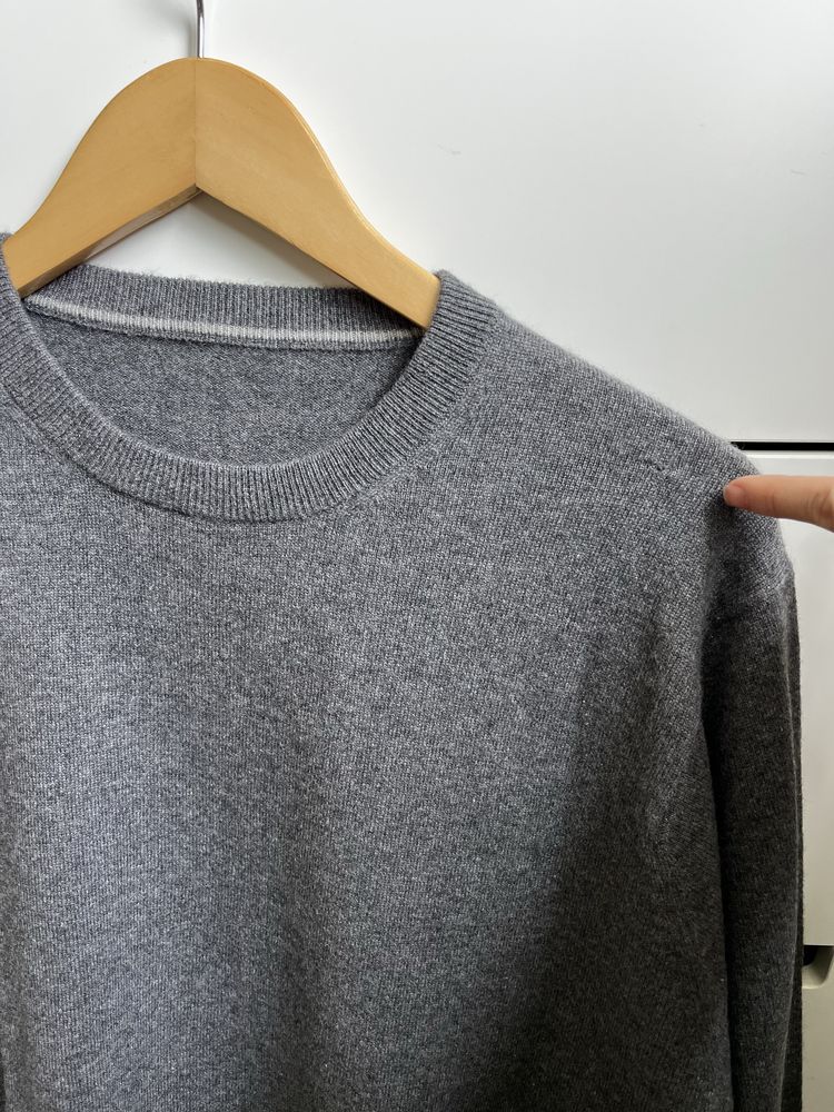 100% kaszmir kaszmirowy sweter unisex L szary