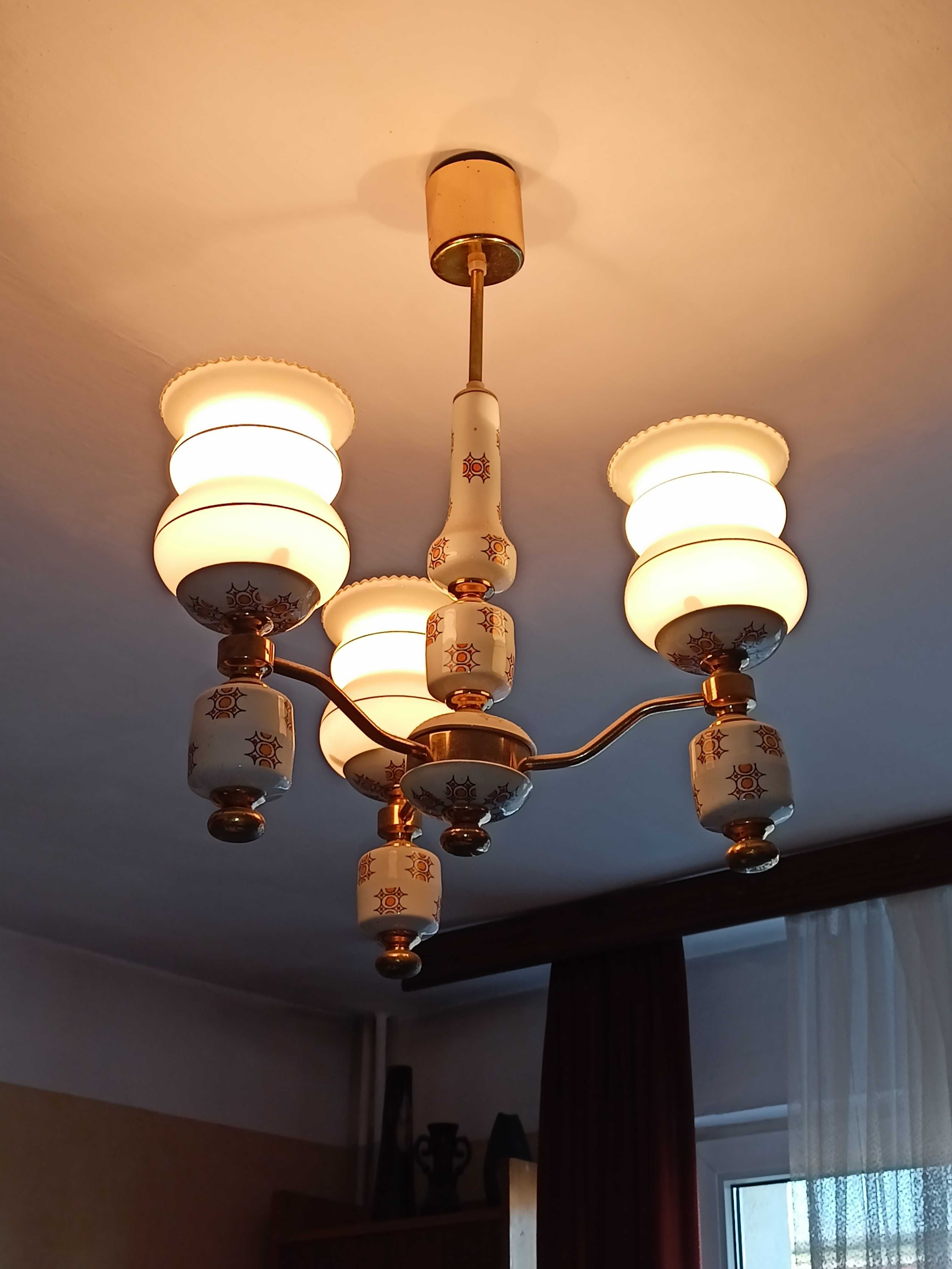 Lampa porcelanowa wisząca PRL
