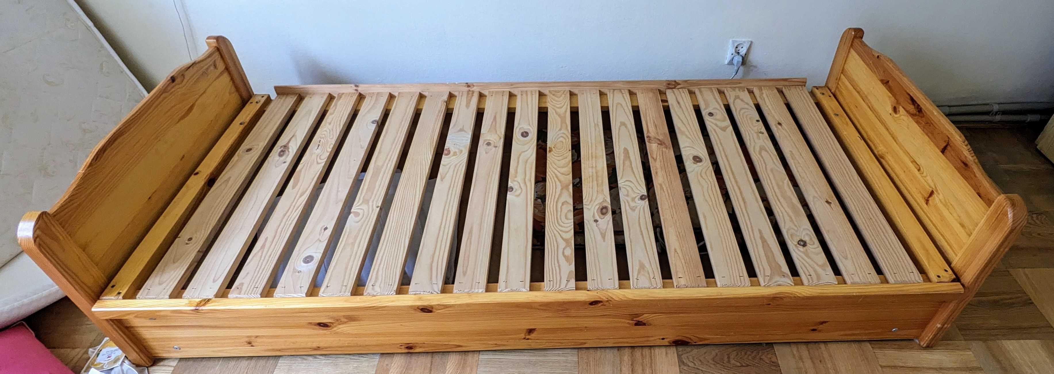 Łóżko/tapczan z pojemnikiem, lite drewno, 90 x 200, plus materac